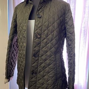 Burberry Quilted Coat for Women Olive Green